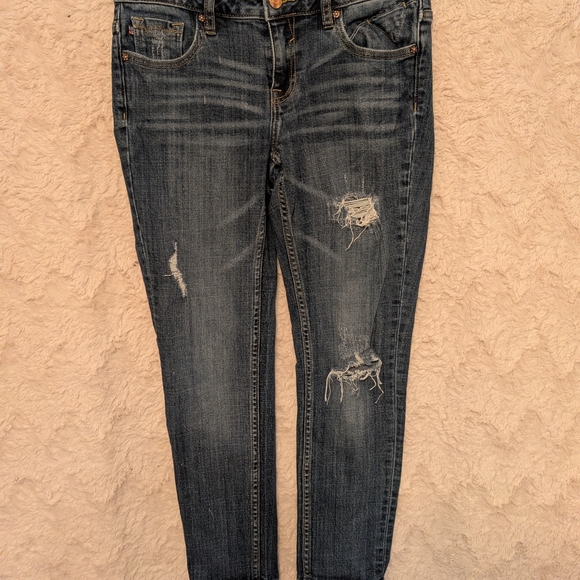 Vigoss Denim - Vigoss The Thompson Tomboy Dark Blue Distressed Skinny Jeans